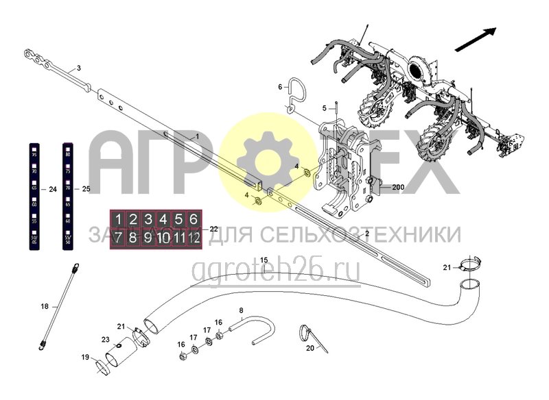 Чертеж  Расстояние между рядами 80 см - 6 рядов - DT (1) (ETB-003700) 