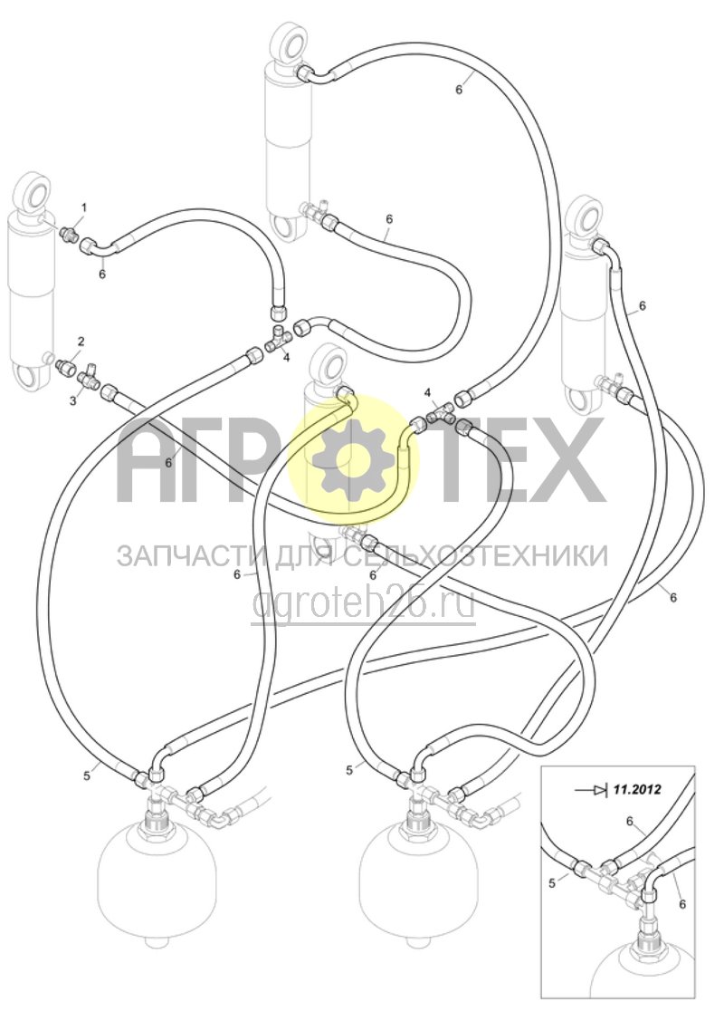 Чертеж  Гидравлика рессора (ETB-003866) 