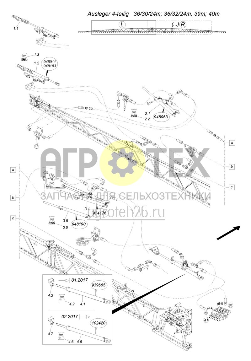  (RUS)Hydraulikzylinder-Ausleger 4-teilig 36/30/24m;36/32/24m;39m; 40m (ETB-004023)  (№4 на схеме)