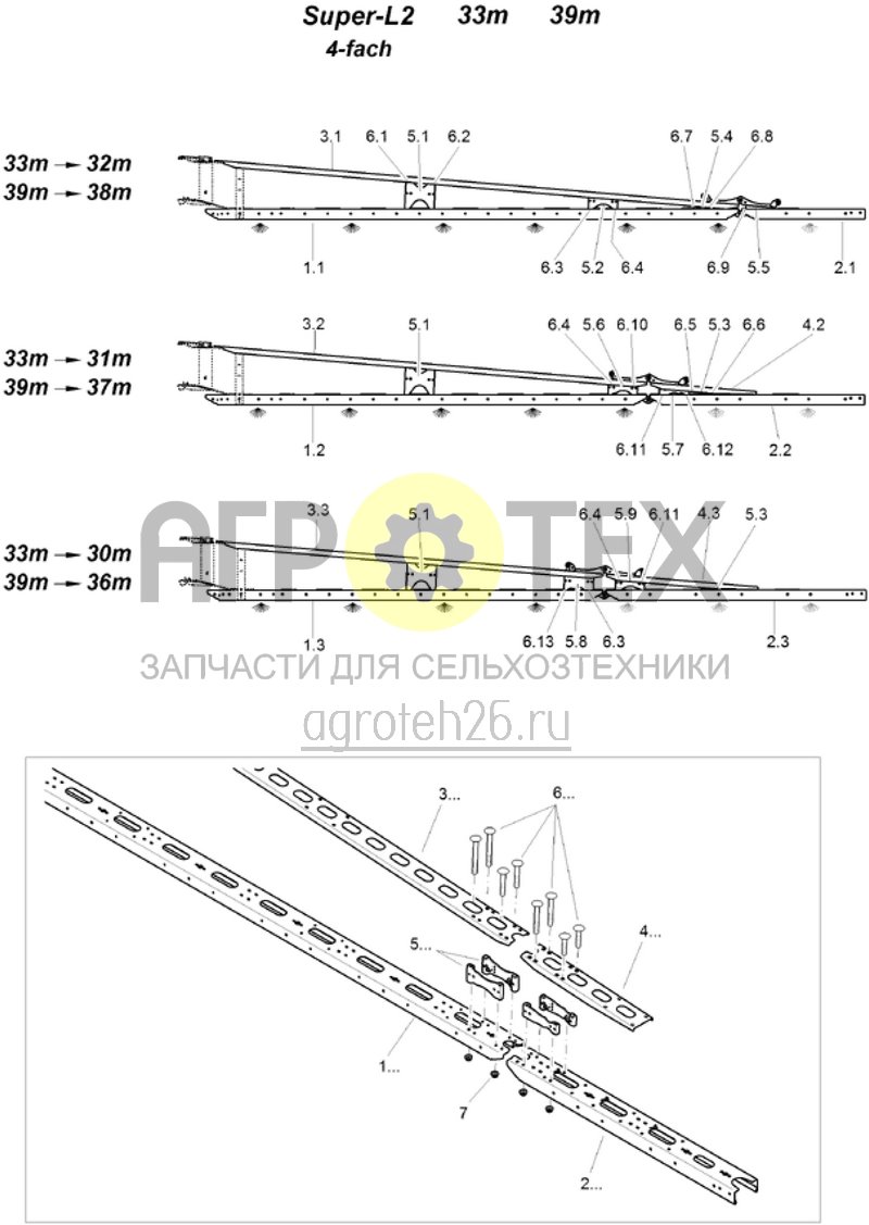 Чертеж  (RUS)Reduzierung am Au?engelenk ?bersicht 33m; 39m 4-fach (ETB-004096) 