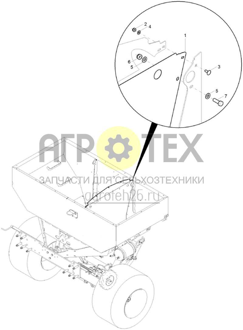 Чертеж  Монтажный комплект для удобрений короткий, с электроприводом дозатора (4) (ETB-004595) 