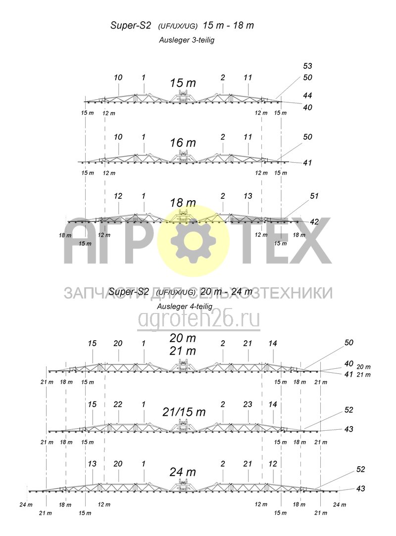 Чертеж  (RUS)?bersicht Gest?nge Super-S2 15 m - 18 m (ETB-004761) 