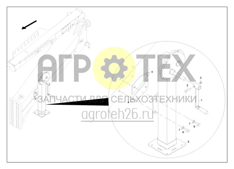 Чертеж  (RUS)Deichsel mit Verstellst?tzfu? (2) (ETB-004991) 