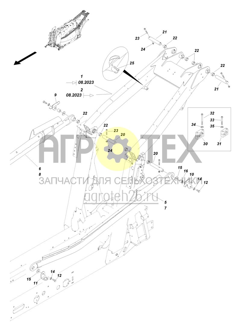  Рама - Y-образное коромысло, опора для штанг UX 4201-UX 6201 (ETB-005684)  (№30 на схеме)