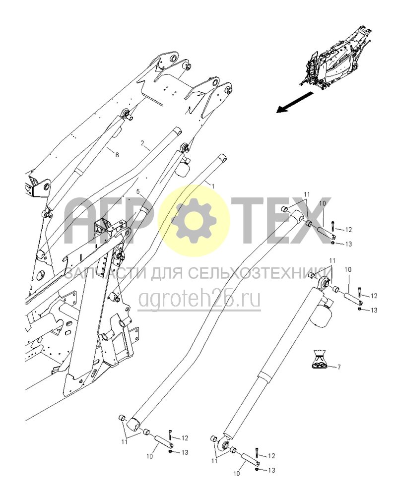  Рама - нижняя тяга, гидроцилиндр UX 4201-UX 6201 (ETB-005685)  (№11 на схеме)