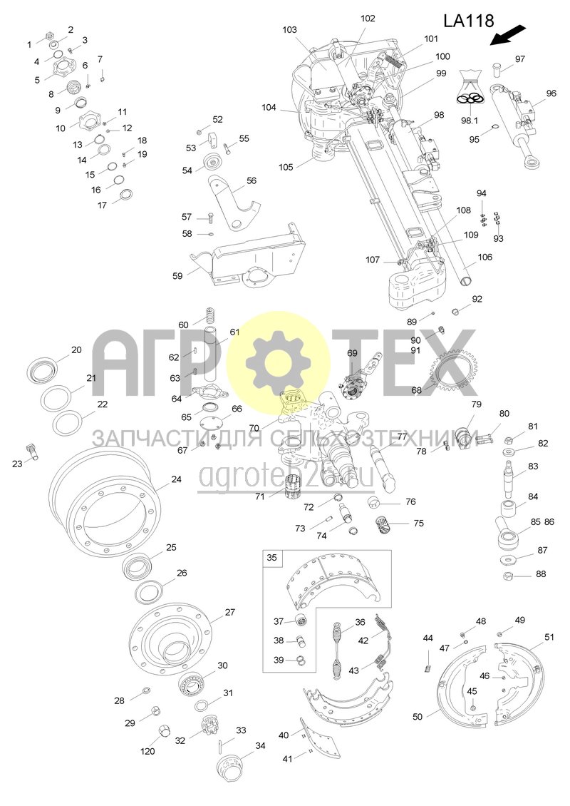 Чертеж  (RUS)Gelenkte Achse (LA118) Erg?nzung (ETB-005717) 