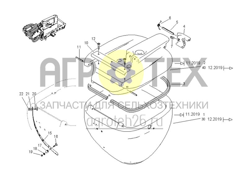  Бак-смеситель - бак, крышка, шкала до 11.2020 (ETB-005742)  (№4 на схеме)