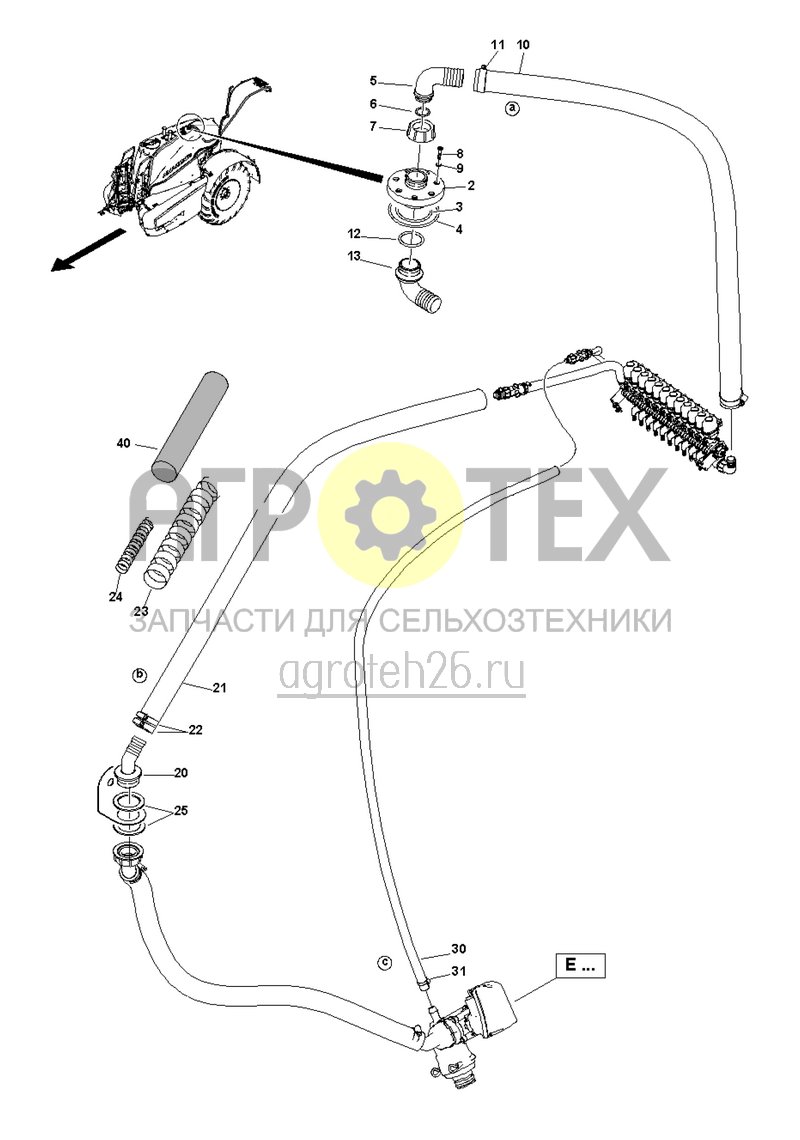 Чертеж  (RUS)R?cklaufschlauch - Gest?nge (ETB-005757) 