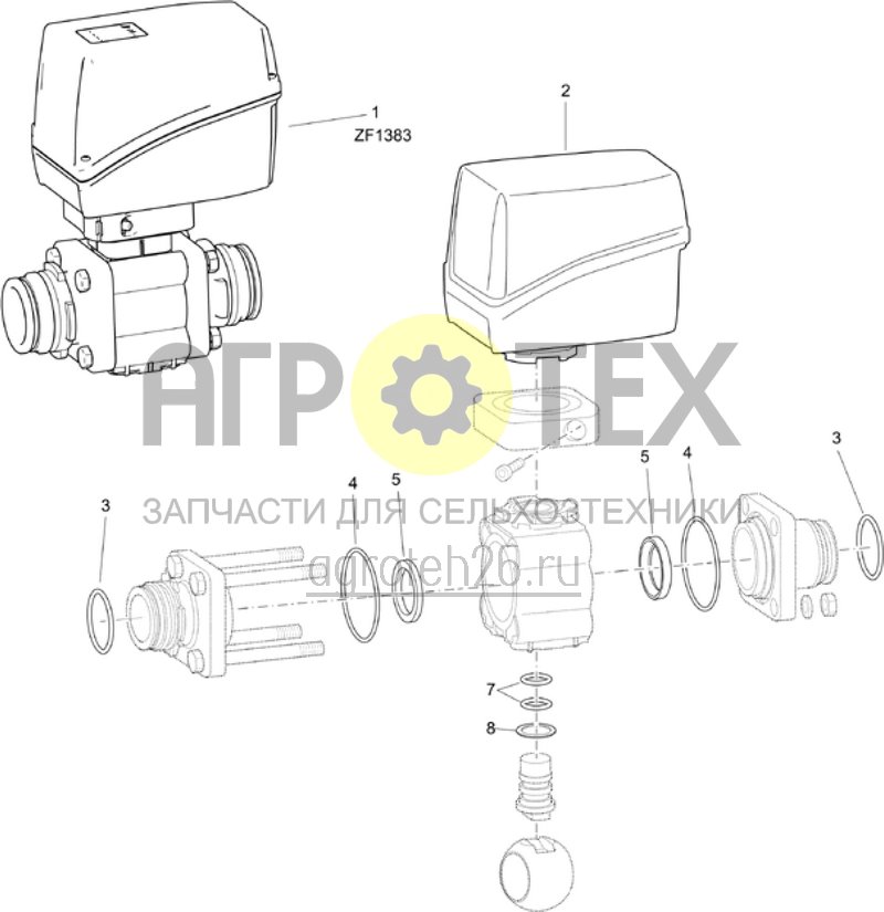Чертеж  2-ходовой шаровой клапан T5 (ETB-005789) 
