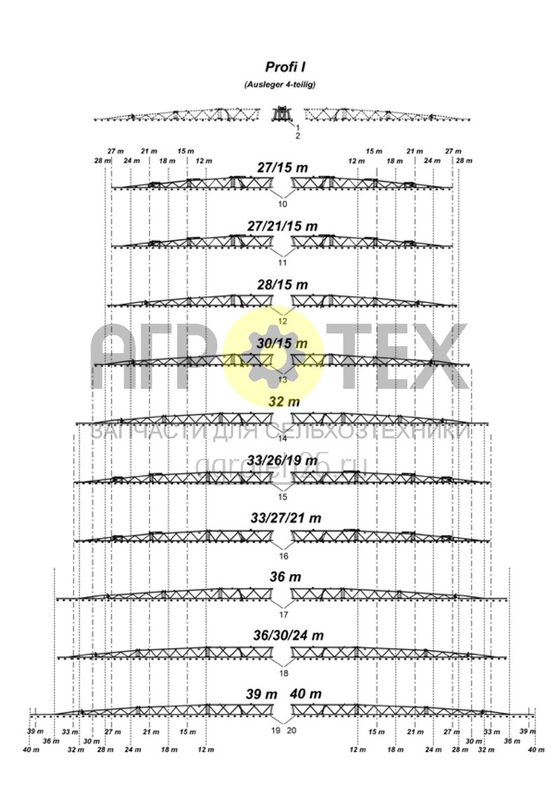 Чертеж  Super-L2 с системой складывания Profi 1 (4-секционная консоль) (ETB-005884) 