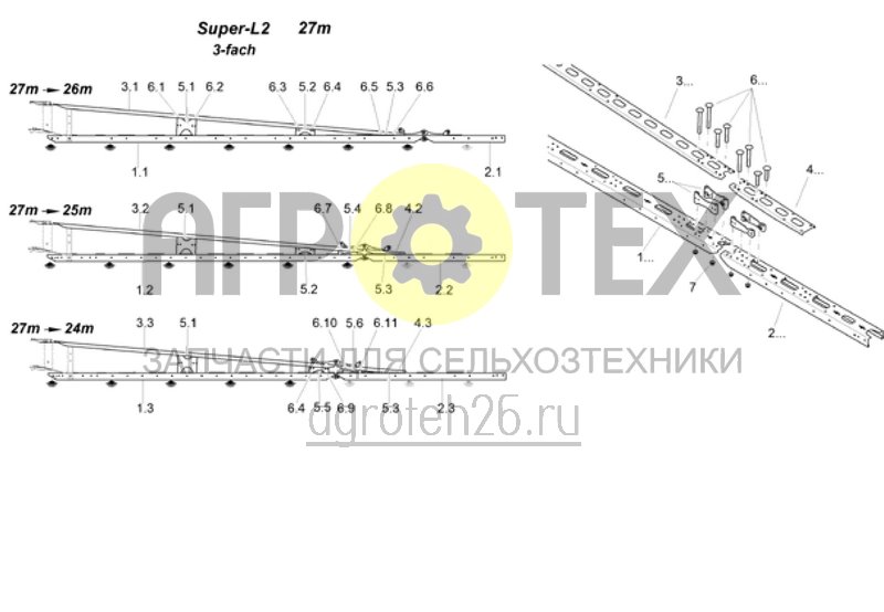 Чертеж  Укорочение на наружном шарнире 27 м ? 3-кратн. (ETB-005928) 