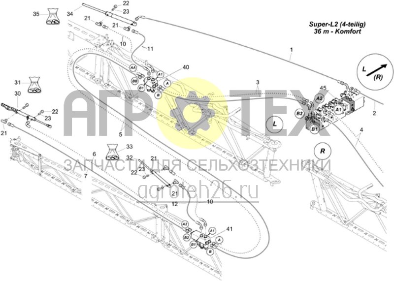 Чертеж  Система складывания Flex (4-секционная консоль) 36 м (ETB-005984) 