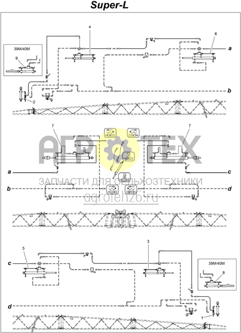 Чертеж  дополнение гидравлики для отвесных участков Super - L с 8 блокировочными замыкателями (ETB-006375) 