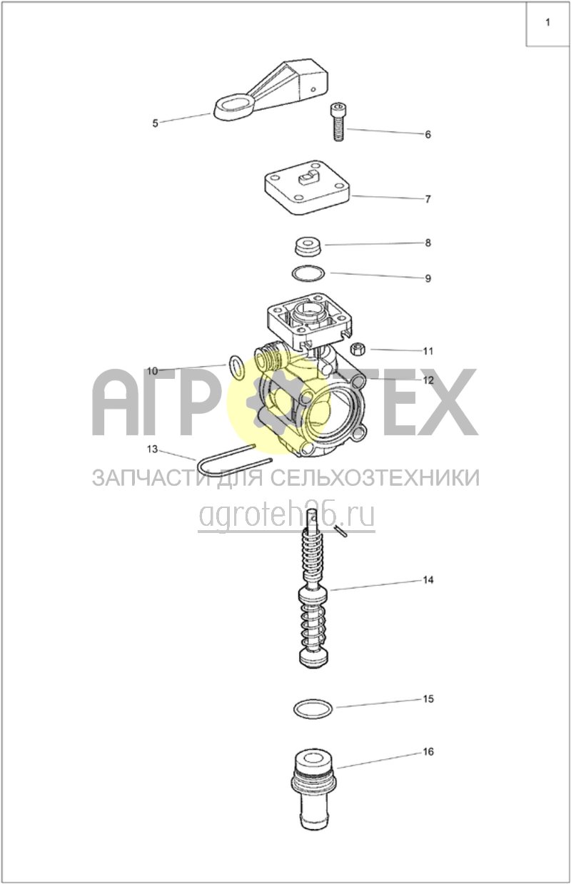  Клапан секций ручной 3-ходовой (ETB-006463)  (№8 на схеме)