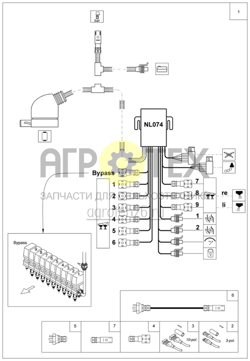 Чертеж  кабельный ствол AMATRON+ и электрич. регулирование наклона (ETB-006486) 