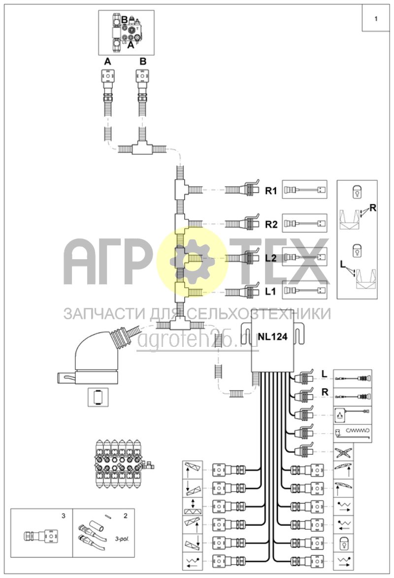  кабельный ствол AMATRON+ складывание Profi и Distance-Control (ETB-006492)  (№3 на схеме)