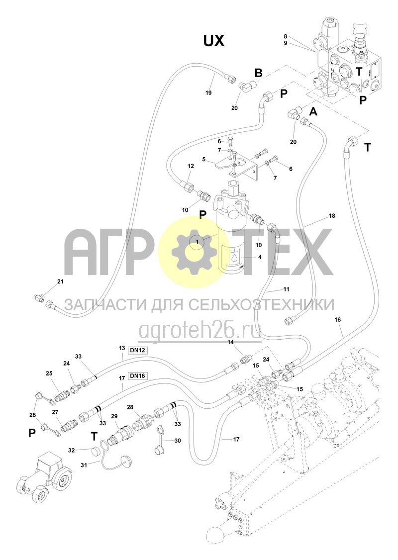 Чертеж  Hydraulische Verbindung Schlepper -- Klappung (?lumlauf) (ETB-006686) 