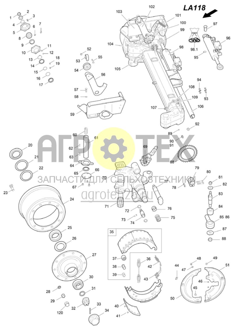 Чертеж  Achse gelenkt mit Trail-Tron (9,5t / 8t) Flanschma? 2000mm (ETB-006706) 