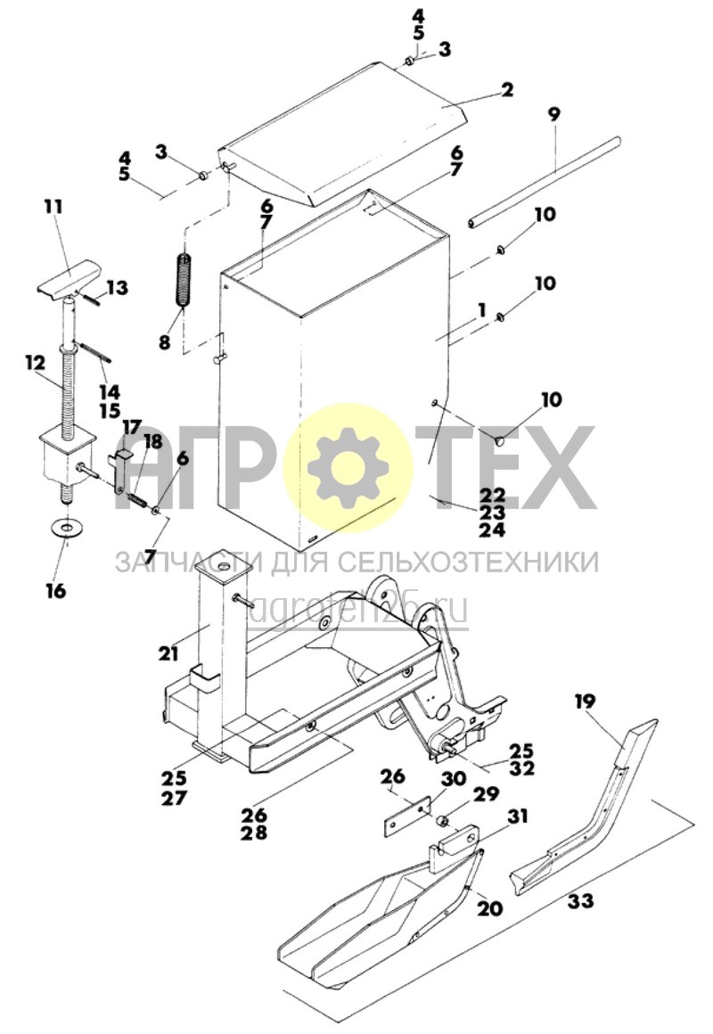  бункер для посевного материала, сошник (ETB-006995)  (№16 на схеме)