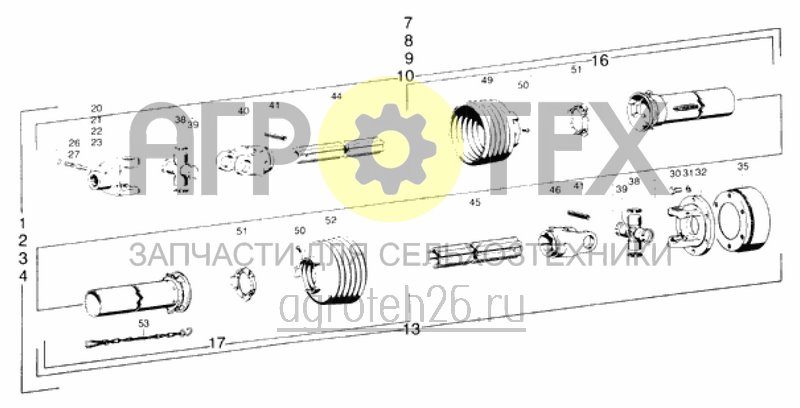 Чертеж  карданный вал с кулачковой муфтой W2500-SD25-760-EK64/2R (ETB-007083) 