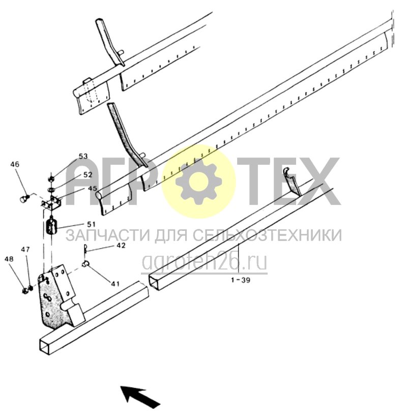 Чертеж  загортачи Exakt II несущая труба и регулируемые шины (ETB-007222) 