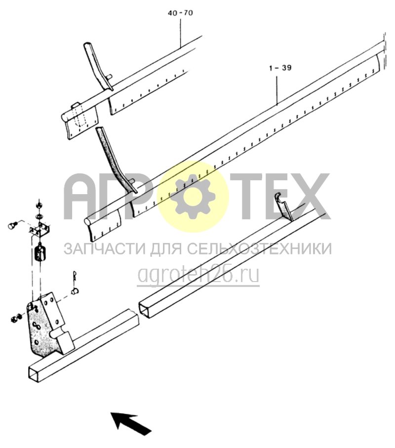 Чертеж  загортачи Exakt III регулируемые шины в бороне (ETB-007223) 