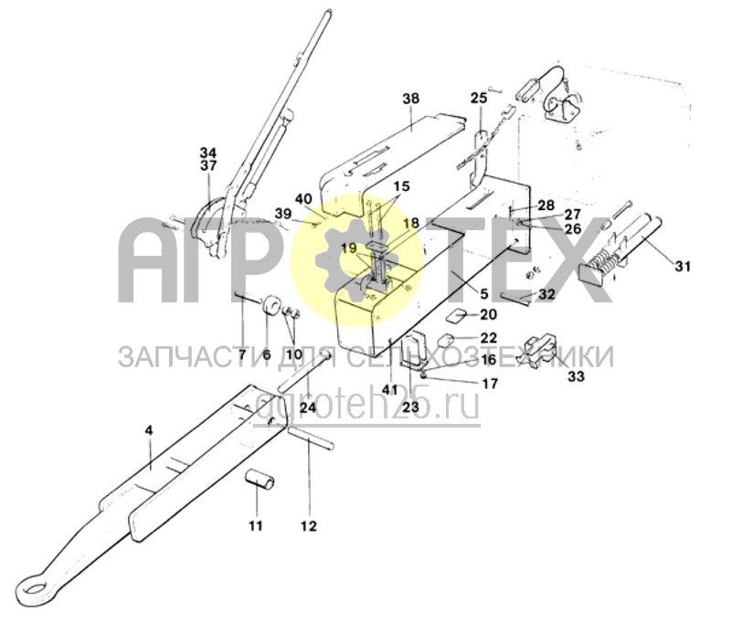 Чертеж  тяговое дышло с тормозом наката AER H 80 (ETB-007371) 