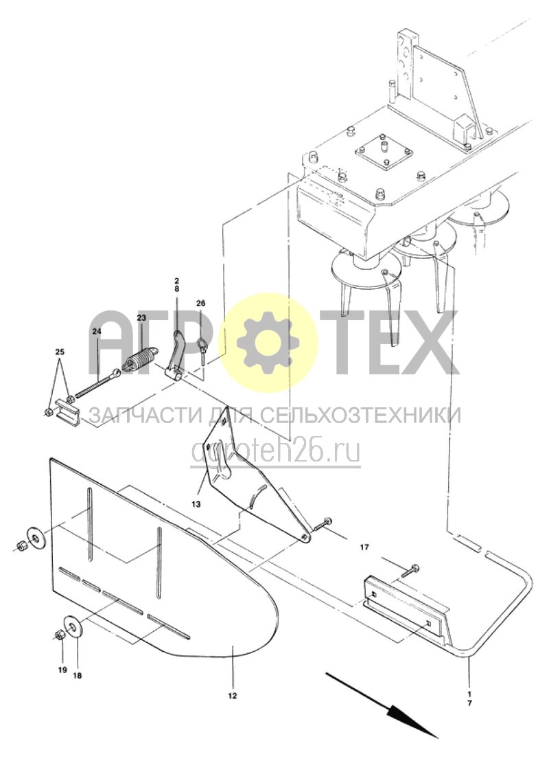 Чертеж  боковой направляющий щиток, поворотный (ETB-007785) 