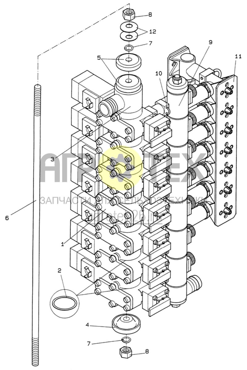  группа (электро)магнитных клапанов - 5-/7-секц. UG 2200/3000 (ETB-007944)  (№1 на схеме)