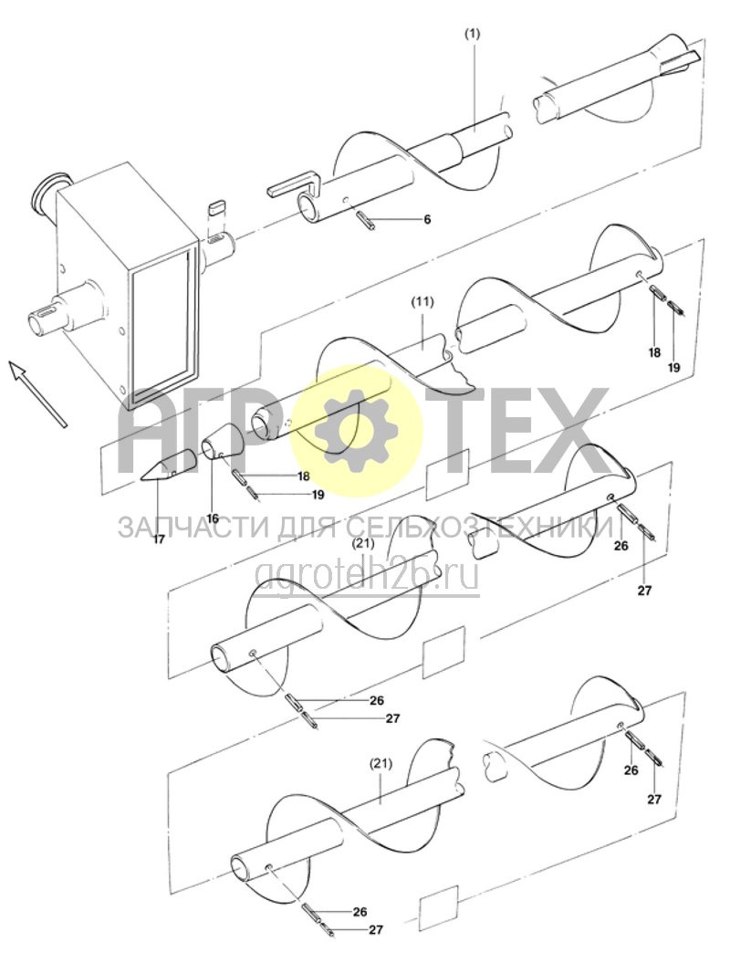  фронтальные шнеки разбрасывателя 12м (10/17) (ETB-008054)  (№26 на схеме)