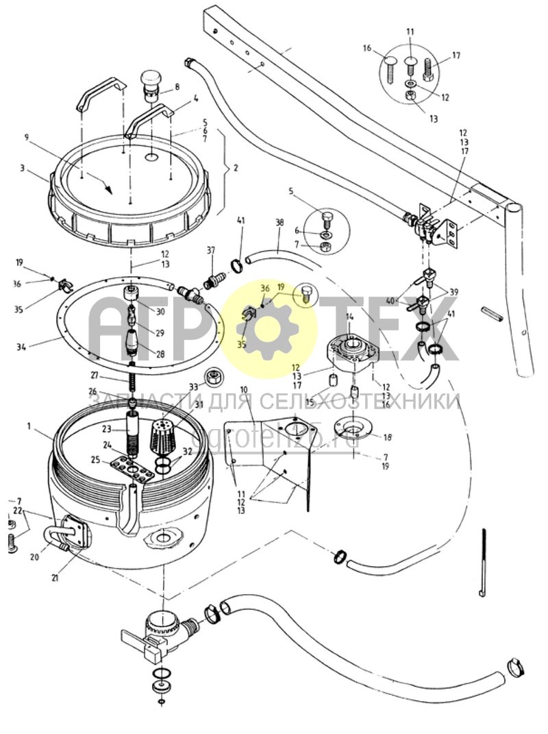  резервуар для промывочной жидкости (1/2) (ETB-008113)  (№28 на схеме)