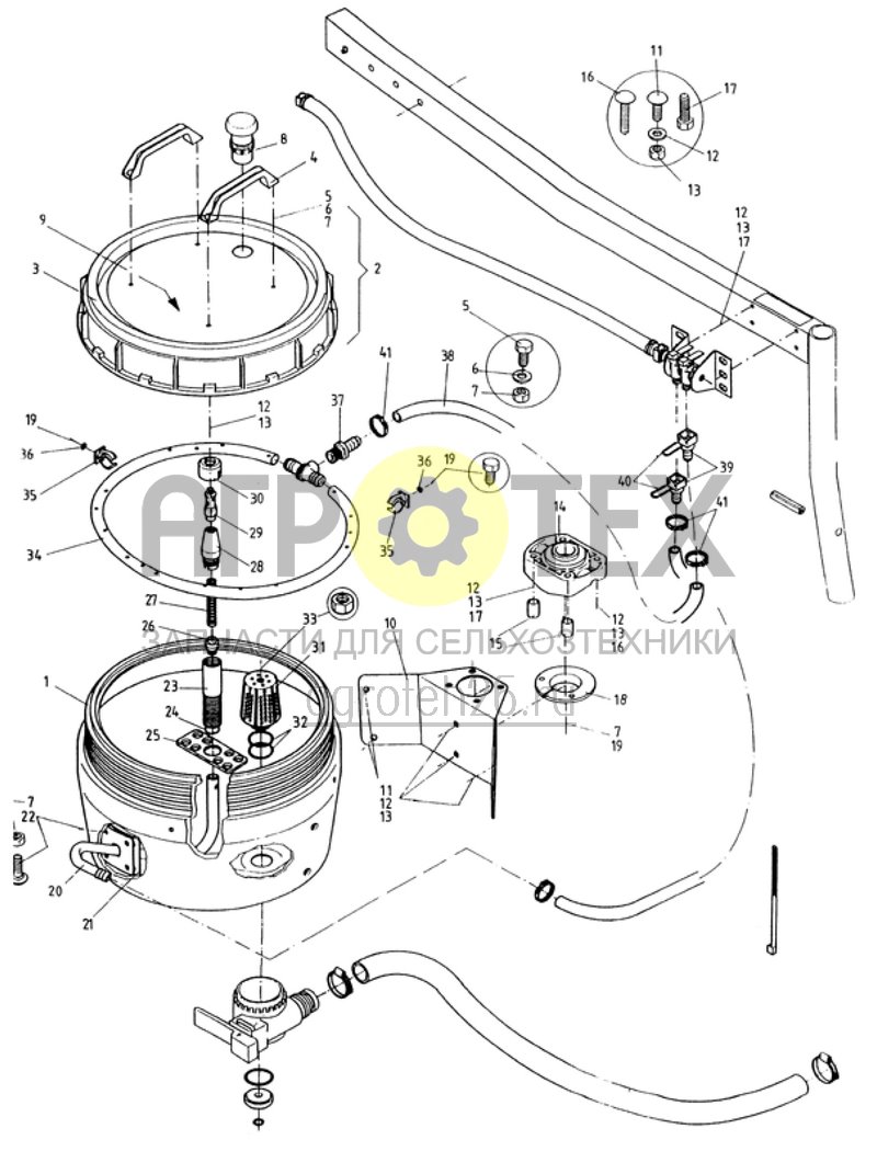  резервуар для промывочной жидкости (1/2) (ETB-008113)  (№34 на схеме)