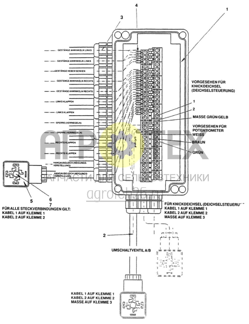 Чертеж  схема соединений, распределительная коробка Hydr. 1 / Hydr. 2 (ETB-008179) 