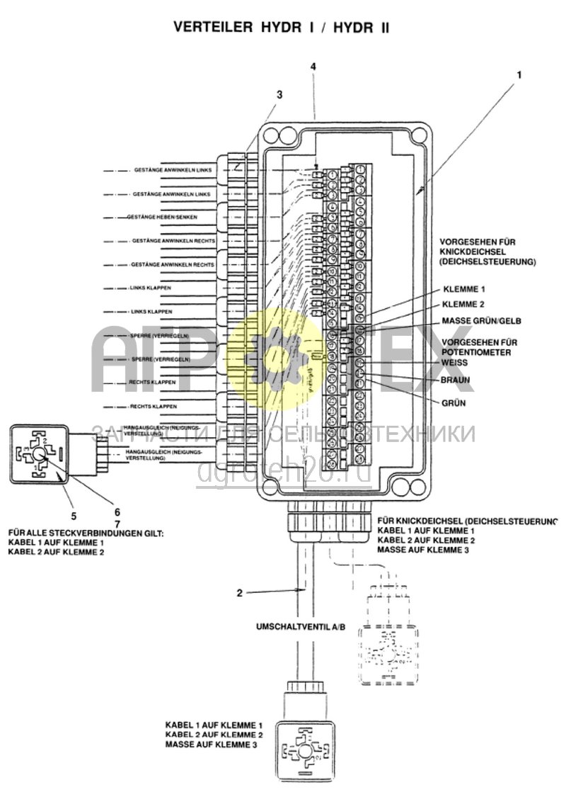 Чертеж  схема соединений, распределительная коробка Hydr. 1 / Hydr. 2 (ETB-008561) 