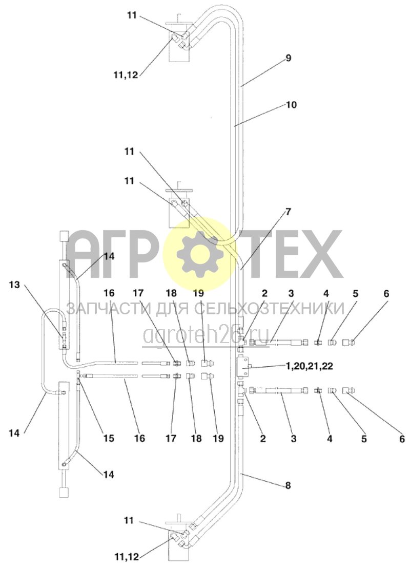  гидравлика - установка шлангов роторной бороны 6м (ETB-008674)  (№1 на схеме)