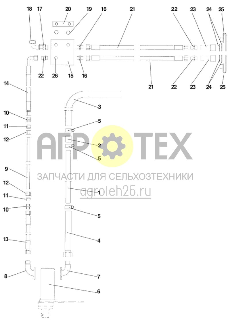  гидравлика - привод роторной бороны (ETB-008675)  (№3 на схеме)