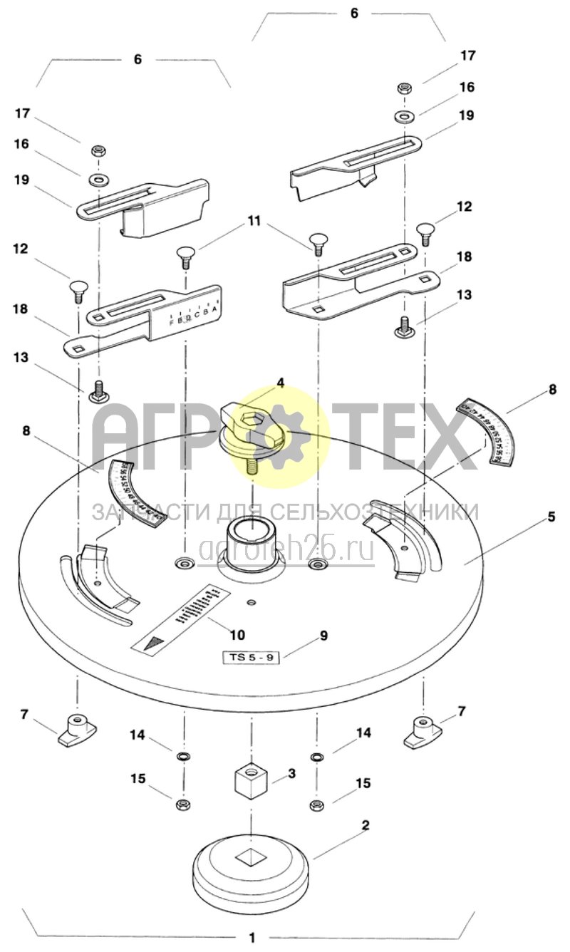 диски для разбрасывания удобрения по краю поля TS 5-9 (ETB-008742)  (№2 на схеме)