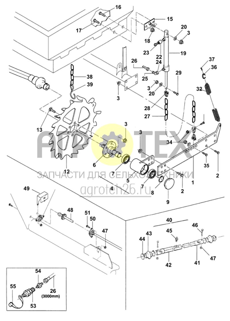  хвостовое колесо/приводной вал/карданный вал (ETB-008865)  (№12 на схеме)