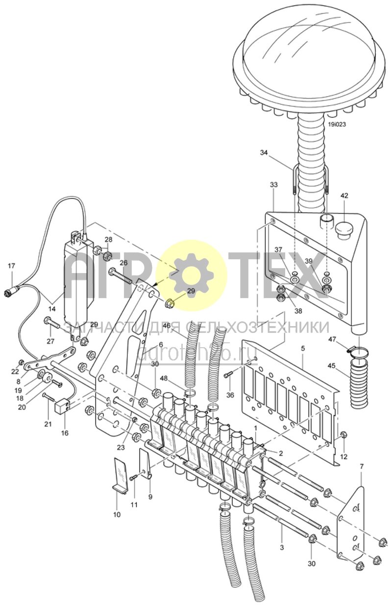 Чертеж  переключение клапанов для технологической колеи с электромотором (ETB-008967) 