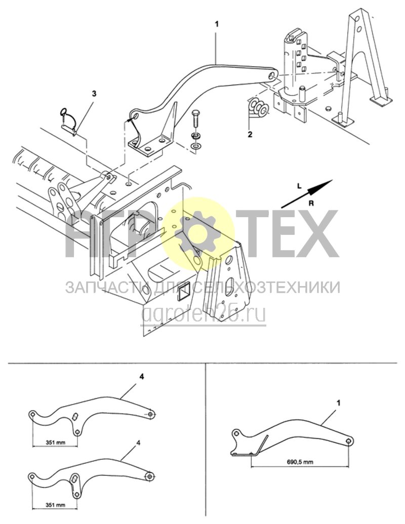 Чертеж  соединительные части KE/KG-KW450(580)/PW500(KW580)-AD-PL, консоль (ETB-008988) 