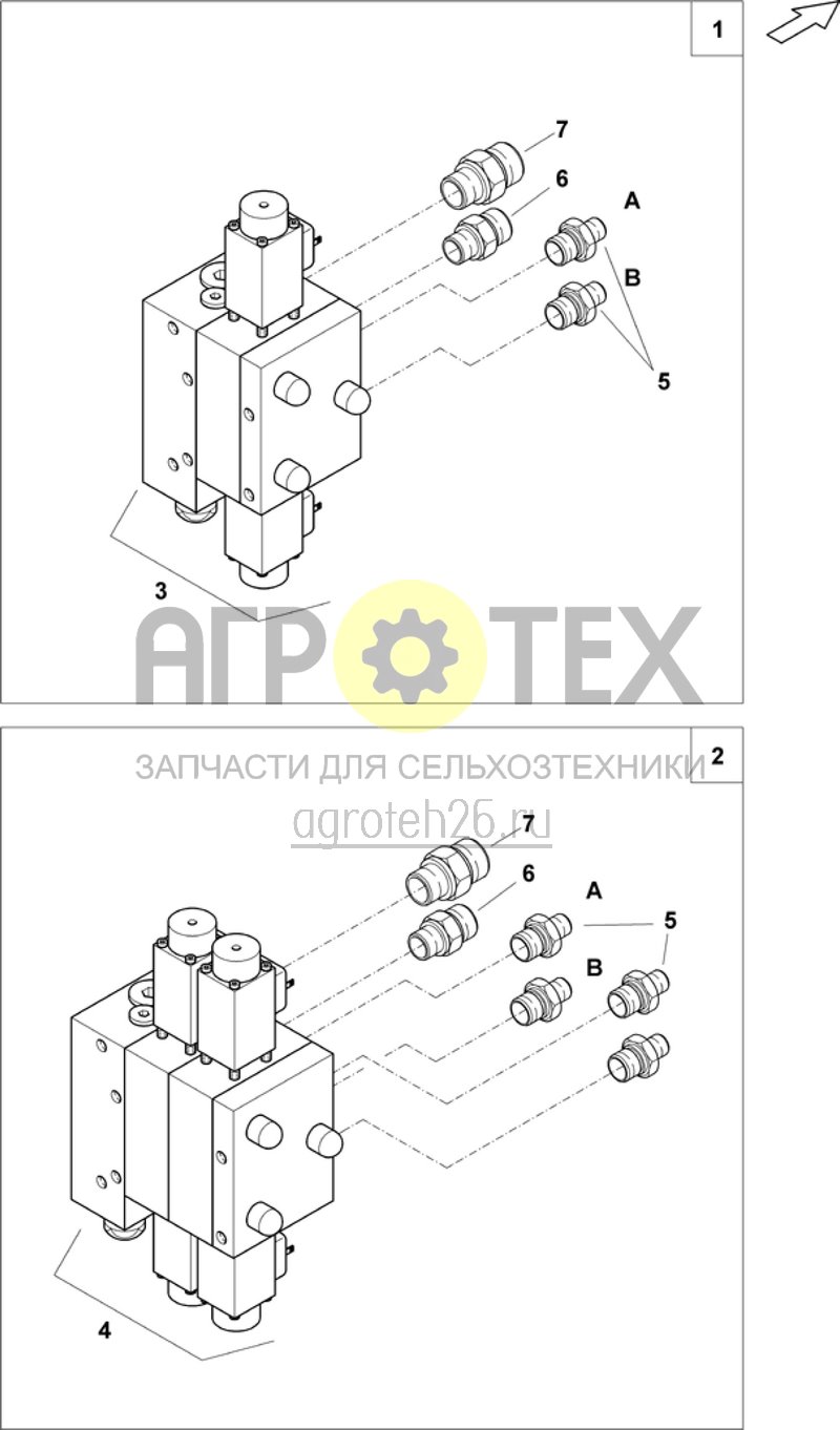 Чертеж  клапанный блок - переключ.переходное устройство (ETB-009479) 