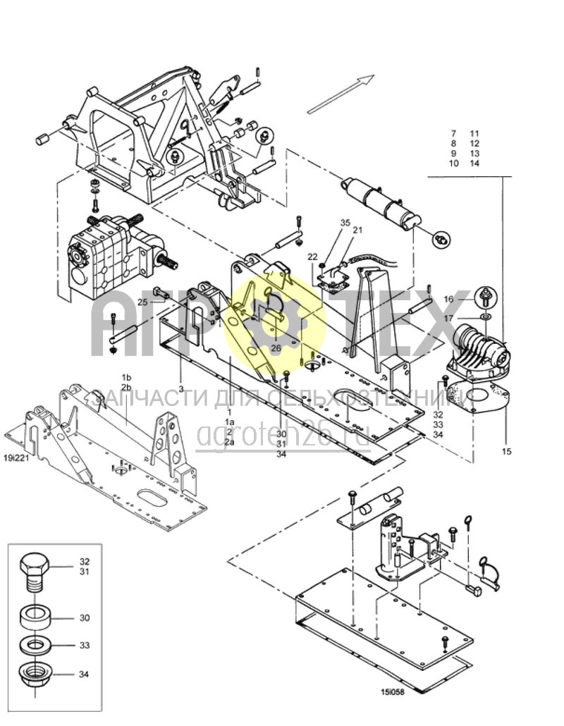 Чертеж  поворотная рама, боковой редуктор (ETB-009526) 