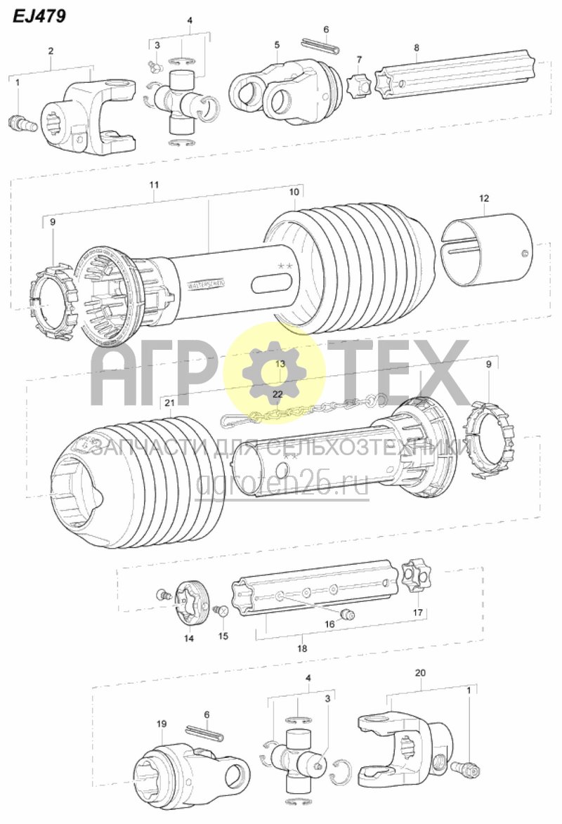 Чертеж  карданный вал EJ479 (ETB-009573) 