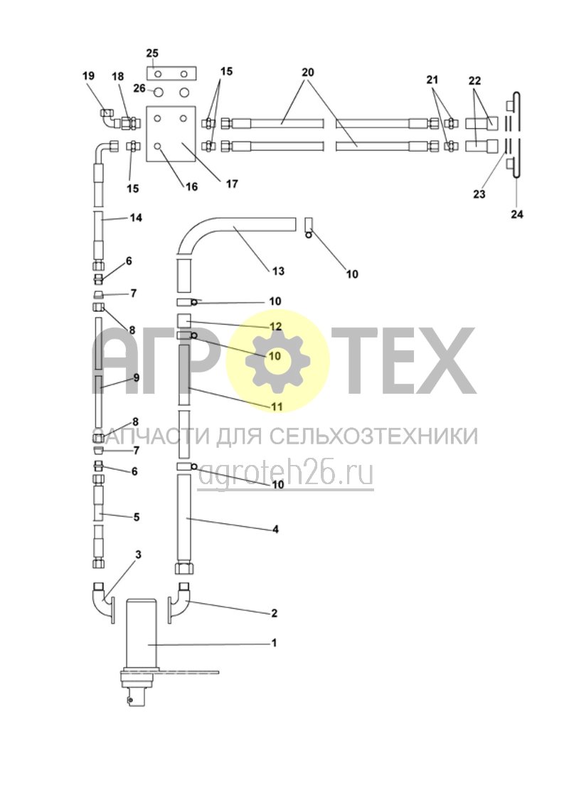  гидравлика - привод роторной бороны (ETB-009632)  (№13 на схеме)