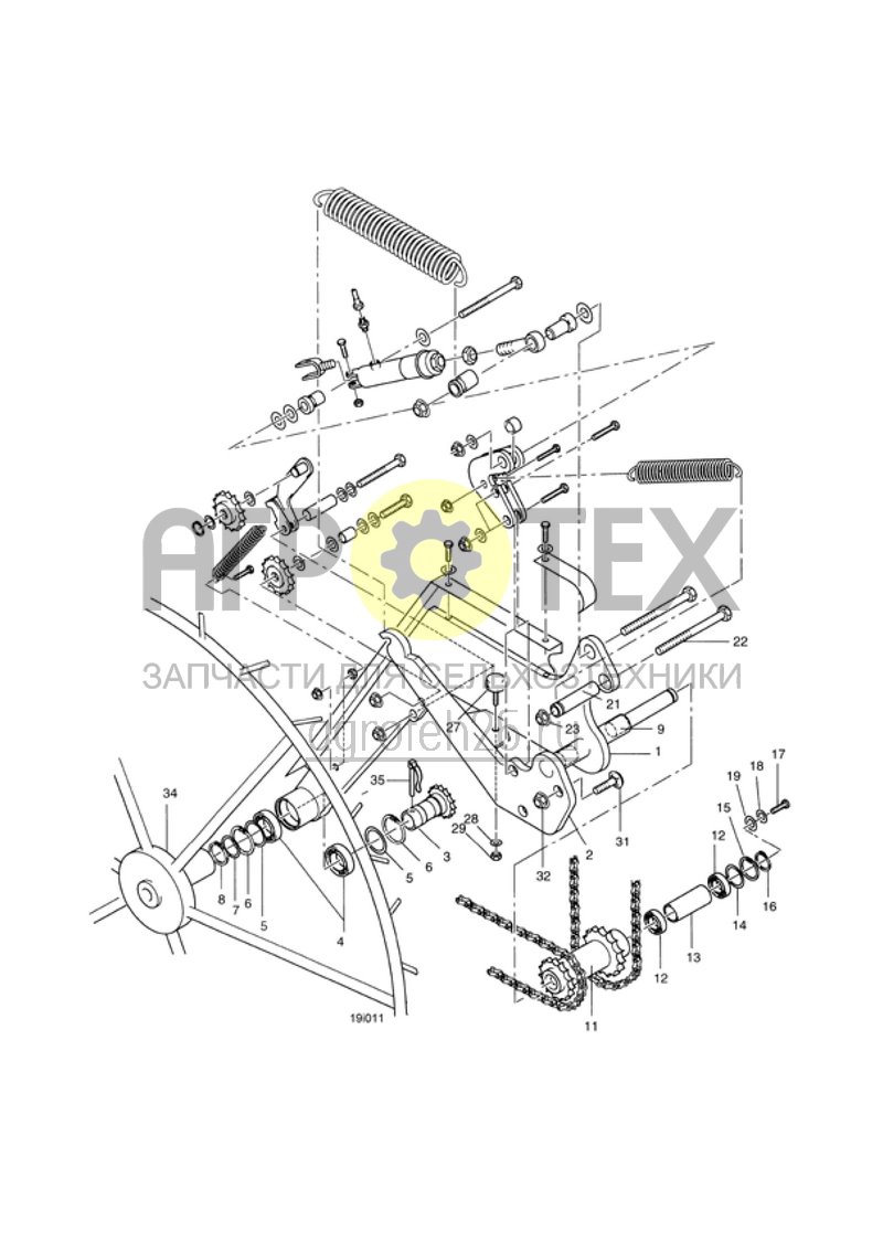  привод приводного колеса, приводной кронштейн (ETB-009987)  (№3 на схеме)