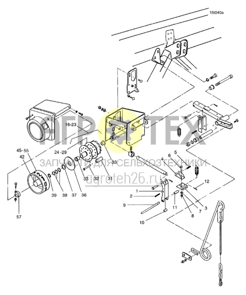  переключение высевающей катушки, качающийся рычаг, делительное колеса (ETB-010390)  (№19 на схеме)