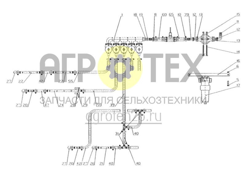  трубопровод полевого опрыскивателя 15м - 5 секции (ETB-010528)  (№17 на схеме)