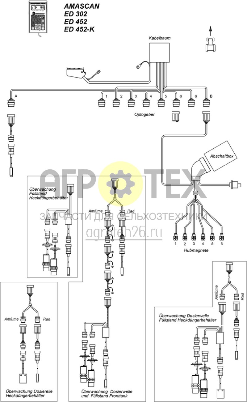 Чертеж  AMASCAN ED 302 / ED 452 / ED 452-K план переключения (ETB-010702) 