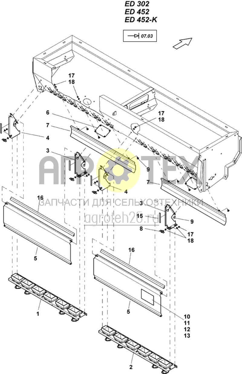 Чертеж  насадка панели с воронками ED 302 - ED 452-K до 07.03 ! (ETB-010730) 