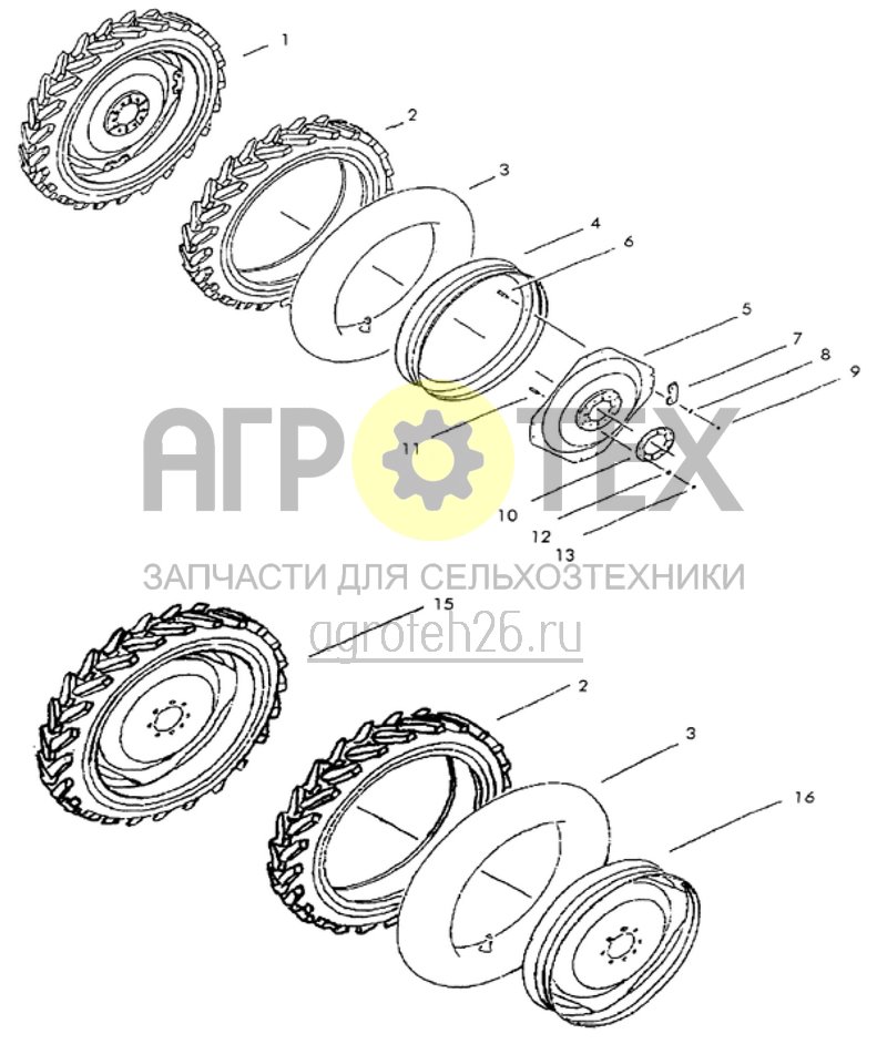 Чертеж  ходовые колёса 12,4 / 11 R 46 (ETB-010805) 